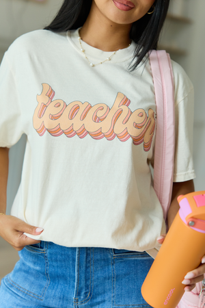 Teacher Retro Ivory Graphic Tee