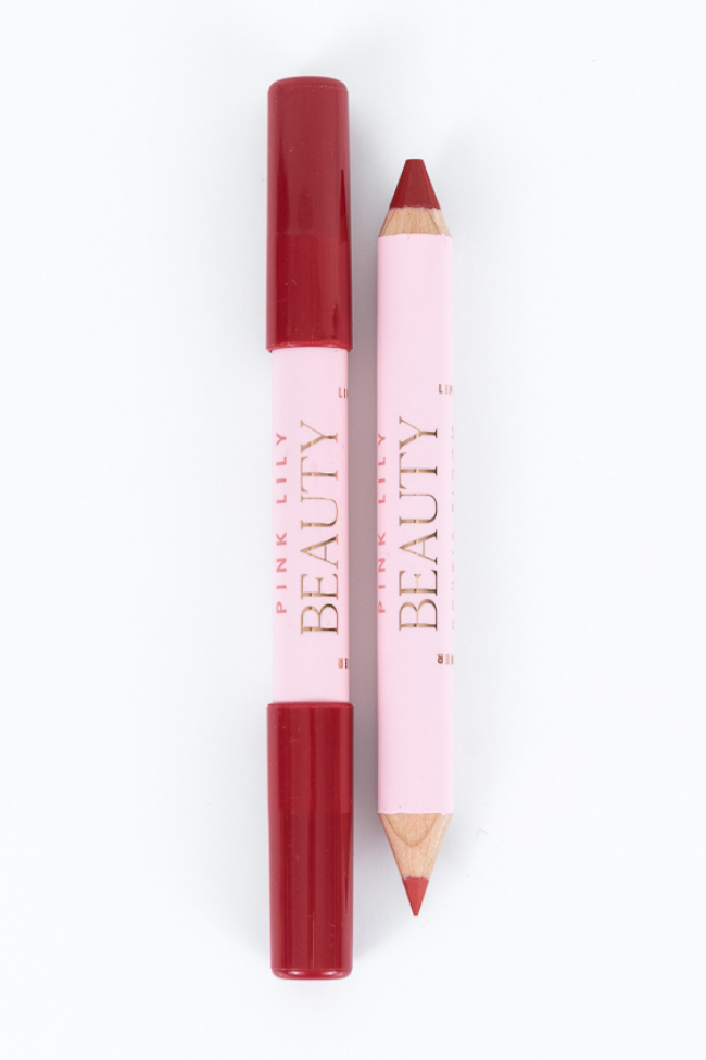 Pink Lily Beauty Double Bloom Dual Lipstick and Lip Liner - Drop Red Gorgeous