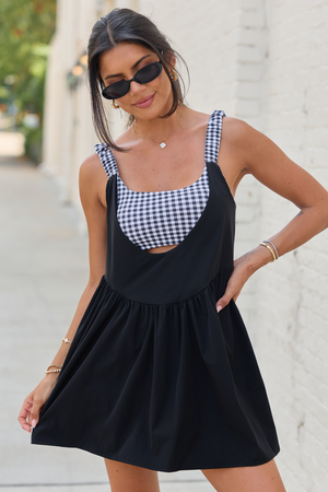Fresh Pace Black Gingham Dress