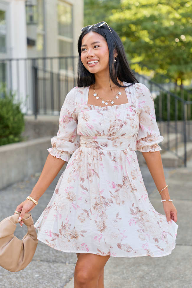 daydreamer floral mini dress Daydream Darling Ivory Multi Colour: CHAMPAGNE Women's Semi-Formal Cocktail & Color:HOLLY BERRY comfortable fit Hips