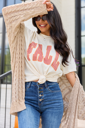Fall Stripe Ivory Comfort Colors Graphic Tee