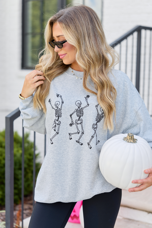 Skeletons Dancing Grey Graphic Sweatshirt