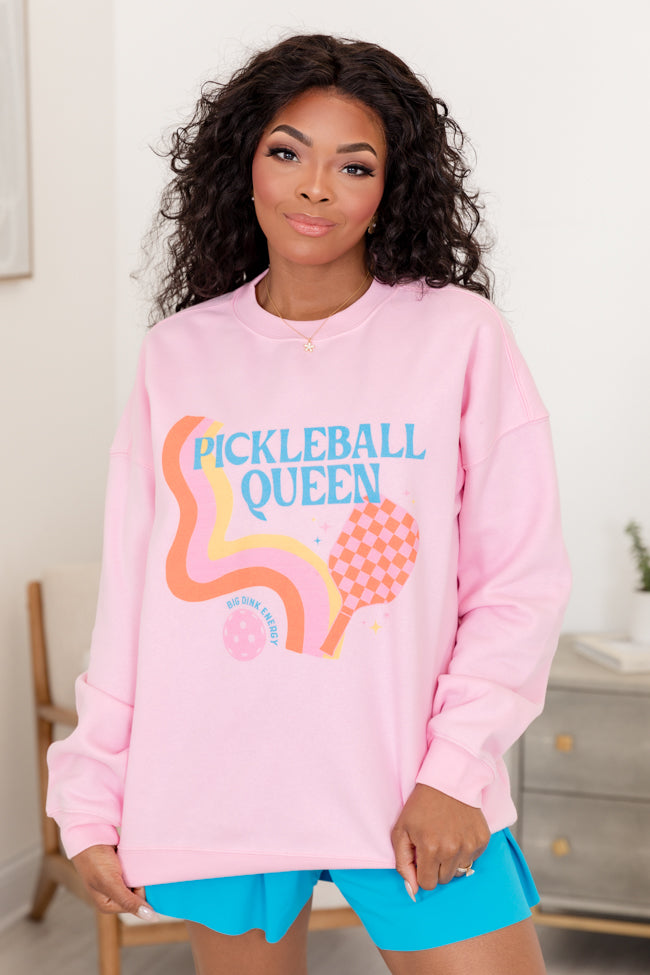 Pickleball Queen Light Pink Oversized Graphic Sweatshirt