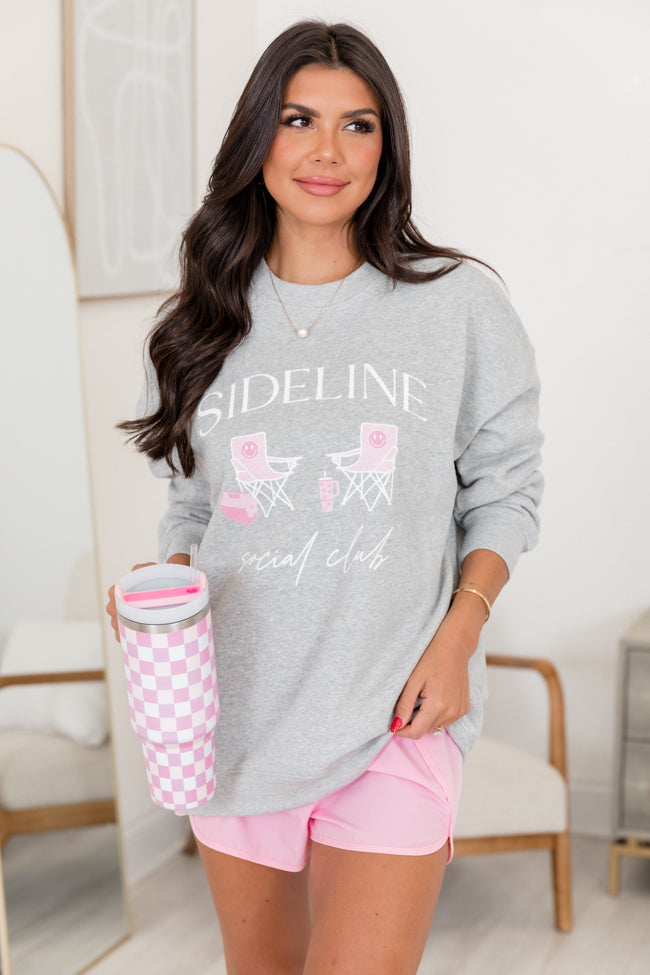 Sideline Social Club Light Grey Oversized Graphic Sweatshirt
