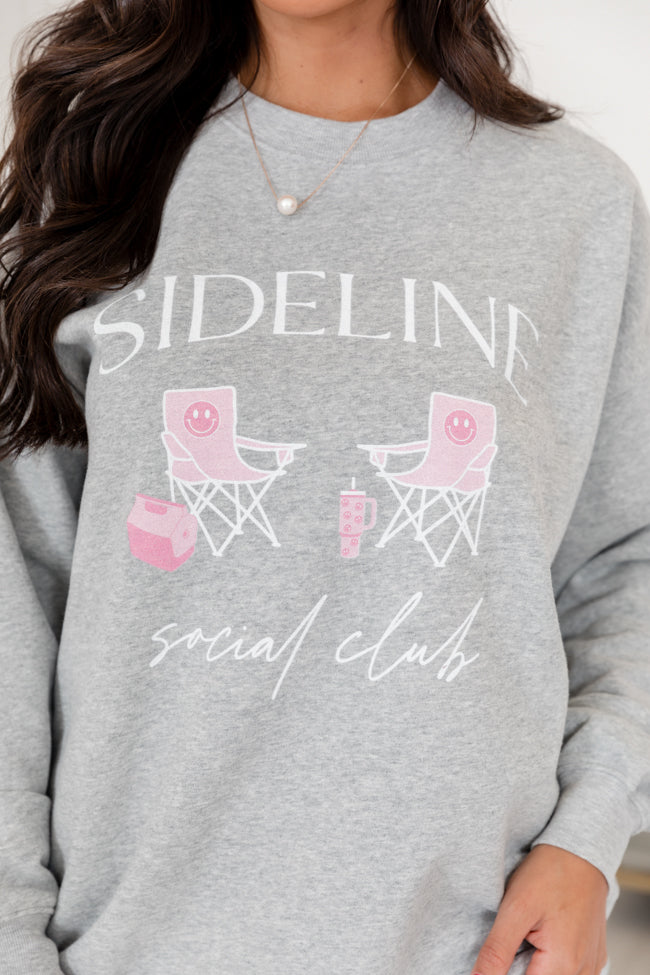 Sideline Social Club Light Grey Oversized Graphic Sweatshirt