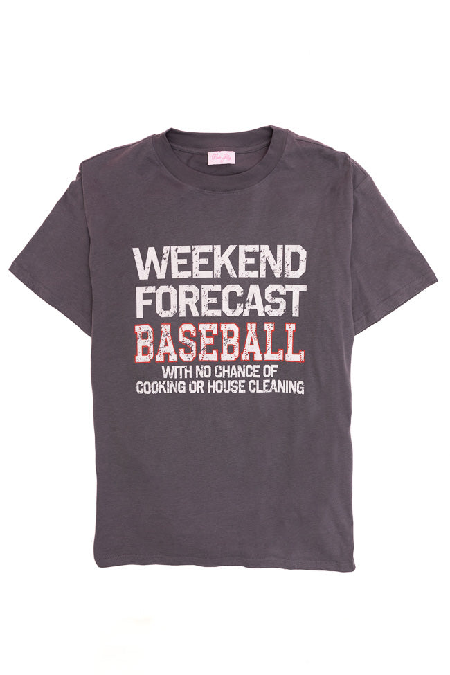 Weekend Forecast Baseball Grey Oversized Graphic Tee