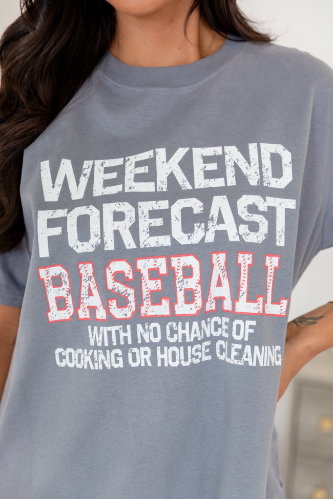 Weekend Forecast Baseball Grey Oversized Graphic Tee