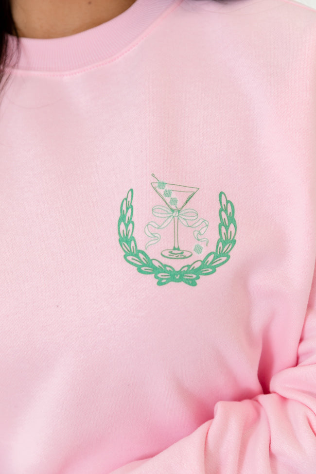 Cocktails And Country Clubs Light Pink Oversized Graphic Sweatshirt