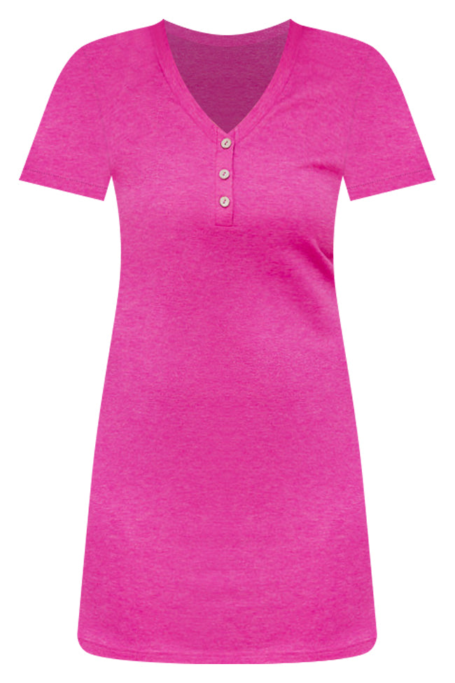 Adorably Yours Magenta Button Up T-Shirt Dress SALE