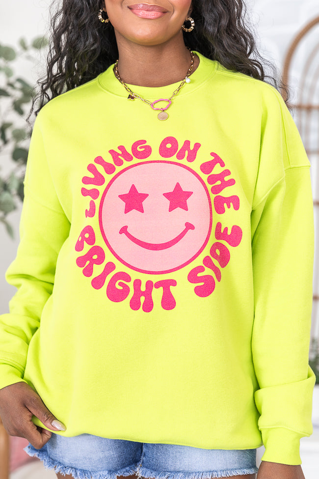 Living On The Bright Side Neon Oversized Graphic Sweatshirt
