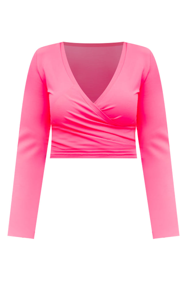 Better Than Ever Hot Pink Active Wrap Top FINAL SALE