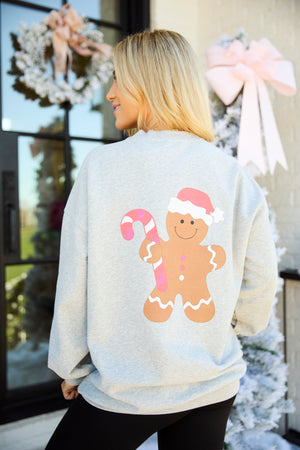 Gingerbread Man Grey Graphic Sweatshirt