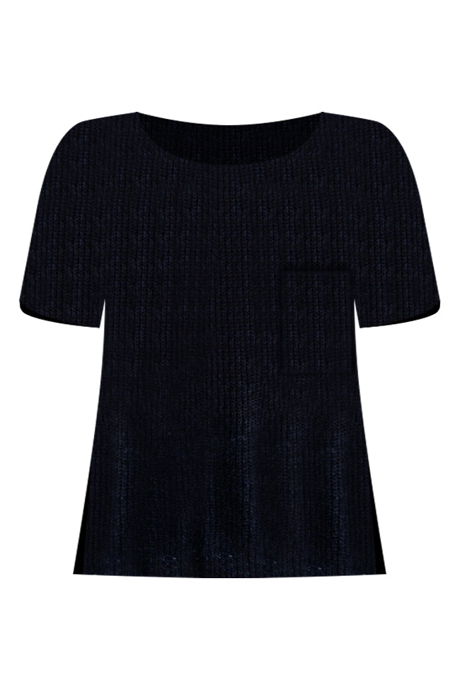 Driftwood Daydreams Black Lightweight Short Sleeve Sweater