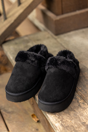 Greer Black Slingback Platform Slippers SALE