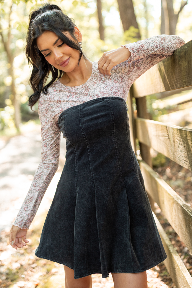 Ophelia Black Corduroy Strapless Mini Dress SALE