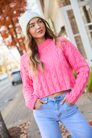 Bailey Coral Cable Cropped Sweater