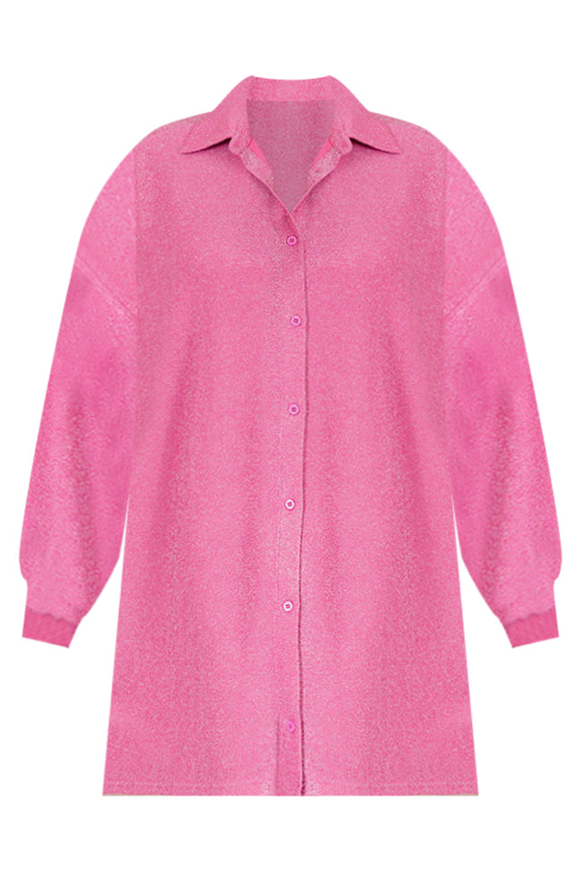 Forever Crushing Pink Shimmer Long Sleeve Mini Dress FINAL SALE