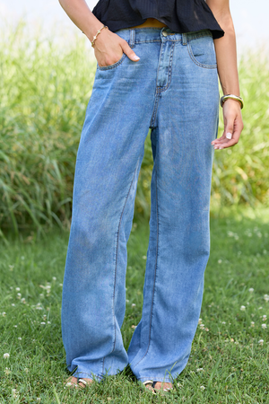 Fallon Chambray Wide Leg Jean