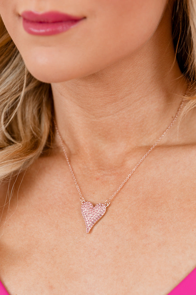 Pink Rhinestone Heart Necklace FINAL SALE
