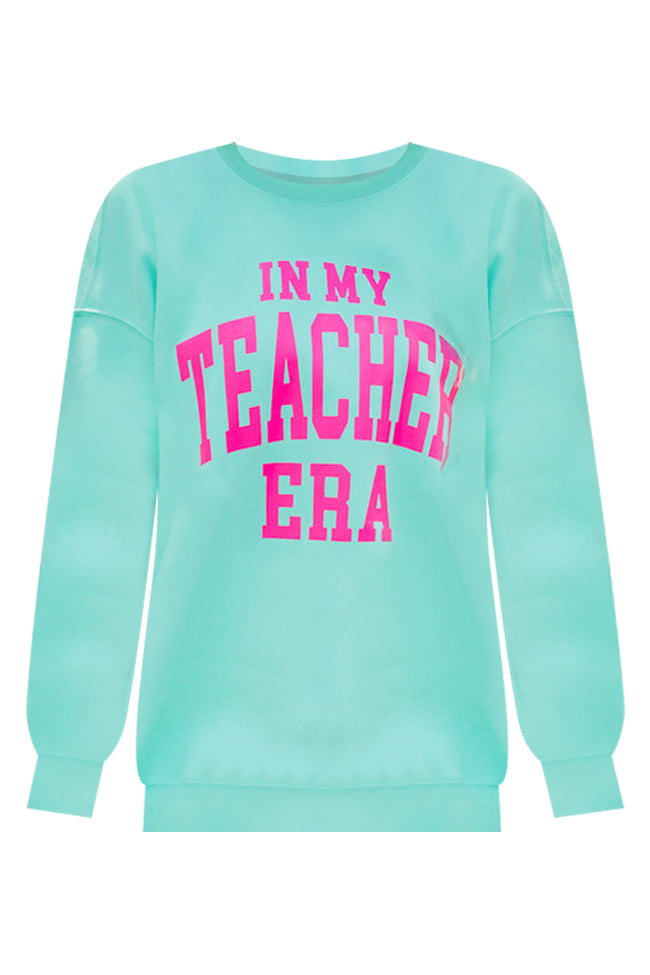 In My Teacher Era Lime Oversized Graphic Sweatshirt
