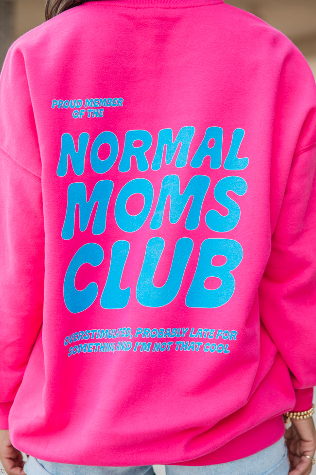 Normal Moms Club Hot Pink Oversized Graphic Sweatshirt