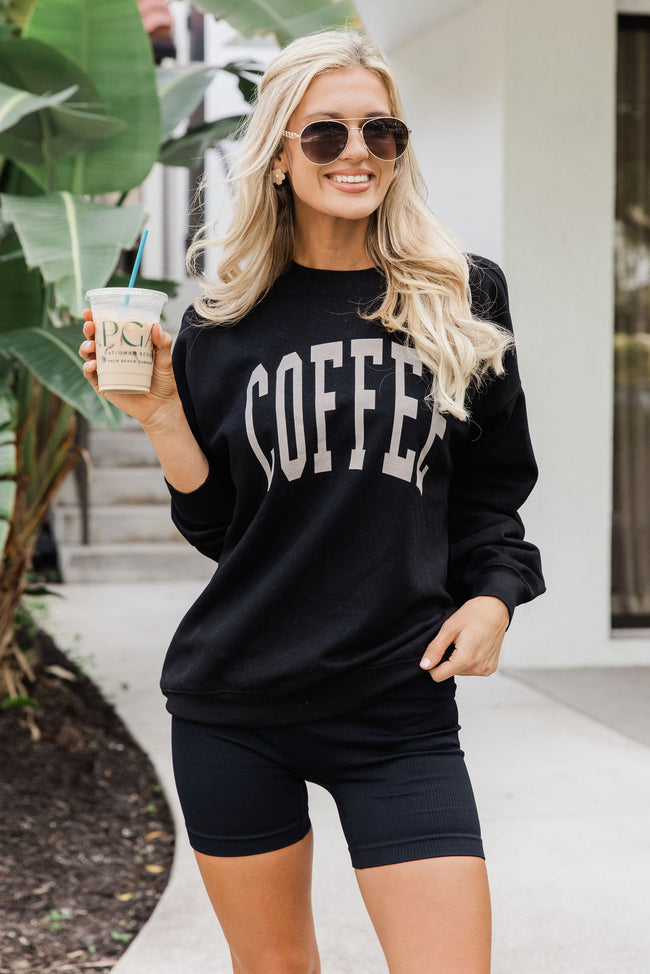 Coffee Block Black Oversized Graphic Sweatshirt