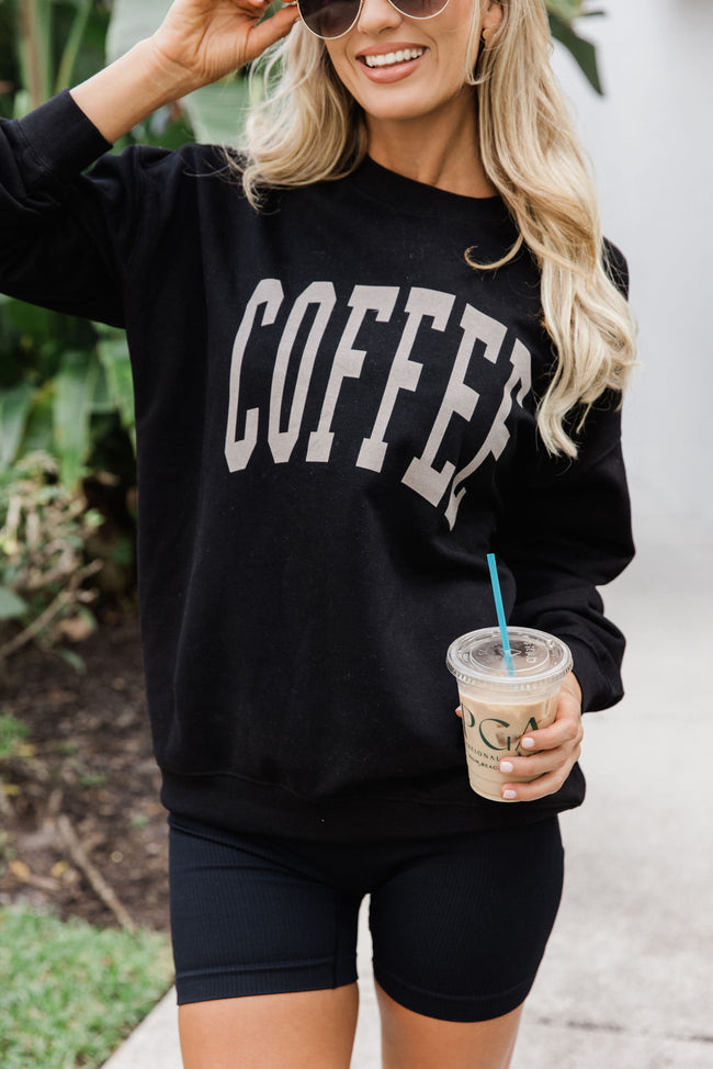 Coffee Block Black Oversized Graphic Sweatshirt