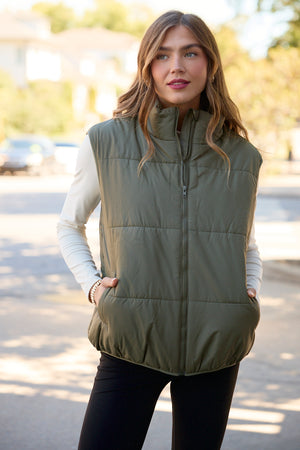 Eyes On You Oversized Vest Dark Olive Green