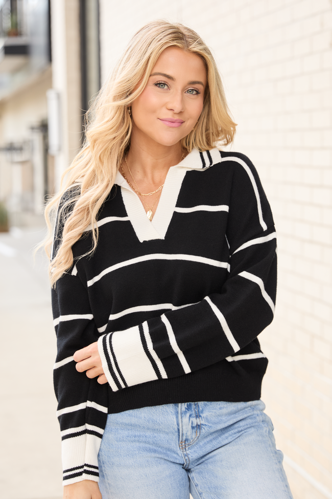 Imagine That Black Striped Collared Sweater FINAL SALE