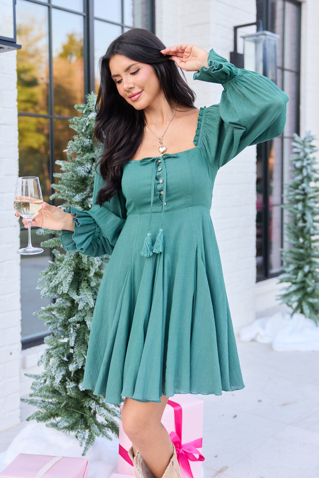 knee length dresses for ladies Plunge Halter Neck Satin Forest Green Slip Dress