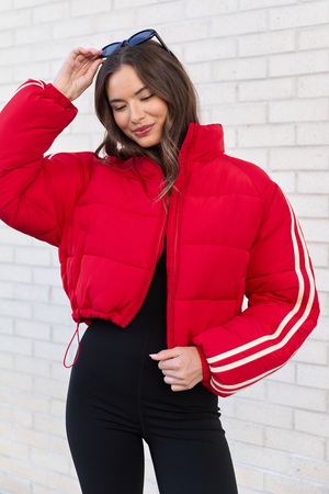 Amelia Red and White Puffer Jacket FINAL SALE