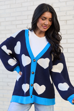 Azura Navy and White Heart Cardigan SALE