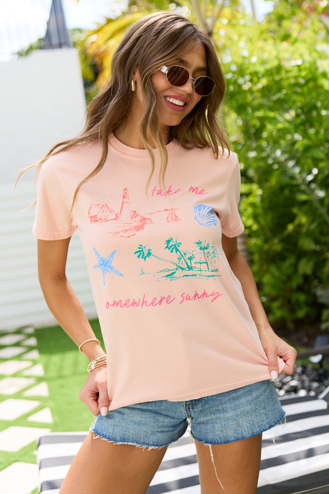 Take Me Somewhere Sunny Orange Comfort Colors Graphic Tee FINAL SALE