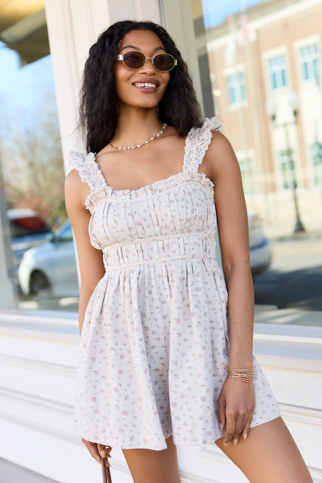white christmas dresses Mellie Denim Romper Mini Dress main image 1