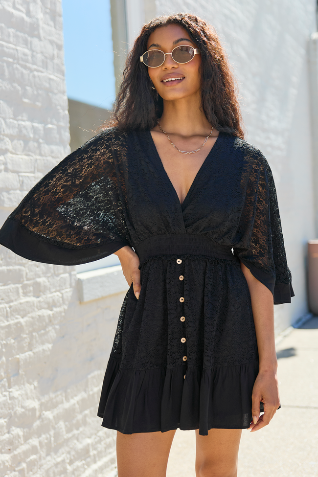 black prairie dress Pink Lily Riverly Black Lace Dress