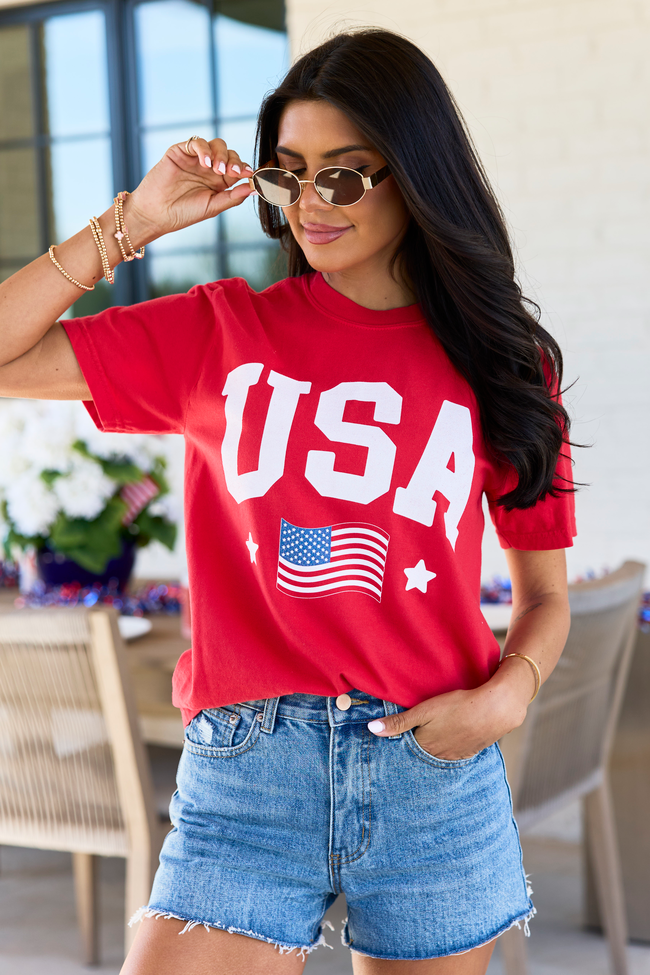 Athletic USA Flag Red Graphic Tee