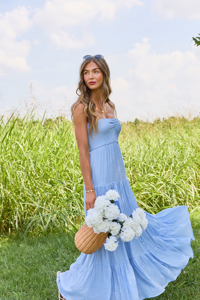 strapless tiered dress Short A-line by Juliet JT921H 2 / Neon Pink Delicate texture and layered ruffles create a feminine Saltwater Dreams Blue Strapless Tiered