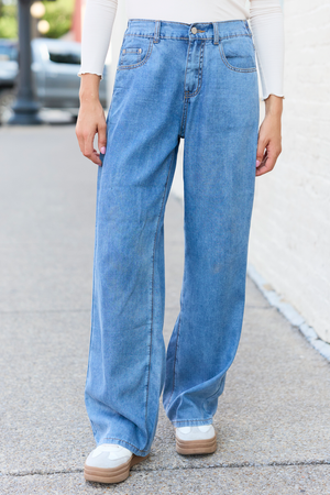 Fallon Chambray Wide Leg Jean
