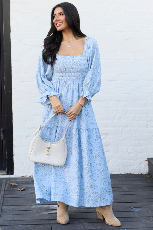 Midi Dress Superbalist Summer Dresses Pink Lily Thalia Blue Floral Smocked  Top Maxi Dress Women's M