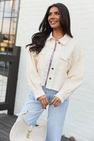 Bree Ivory Canvas Thermal Shacket