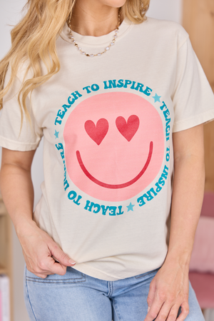 Teach To Inspire Smiley Ivory Graphic Tee