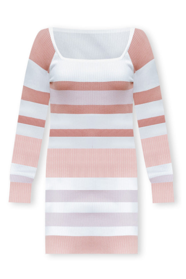Some Things Never Change Neutral Striped Long Sleeve Sweater Dress FINAL SALE