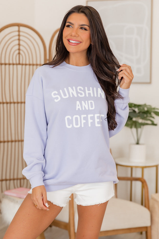 Sunshine and Coffee Lilac Oversized Graphic Sweatshirt