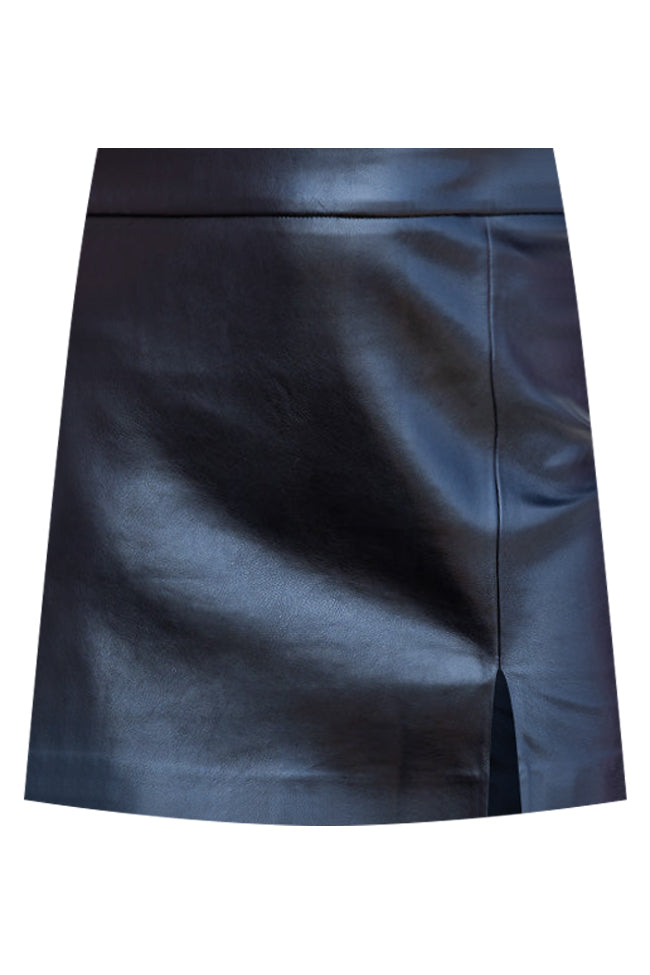 Wish I Could Go Back Black Faux Leather Mini Skirt
