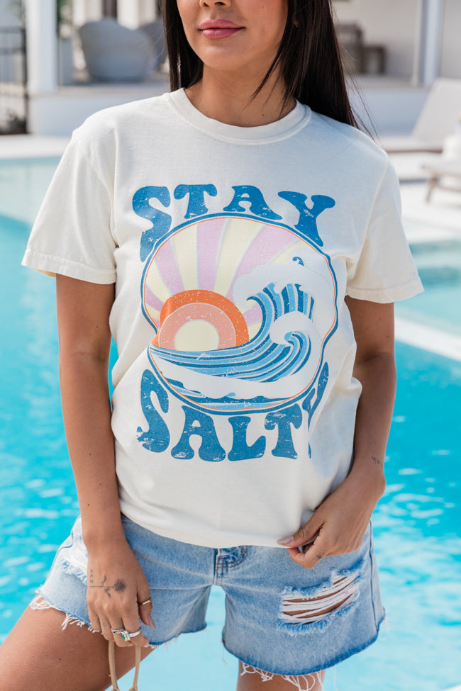 Stay Salty Soft Ivory Comfort Color Graphic Tee