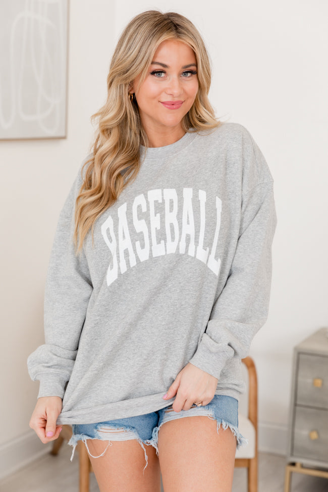 Baseball Block Light Grey Oversized Graphic Sweatshirt