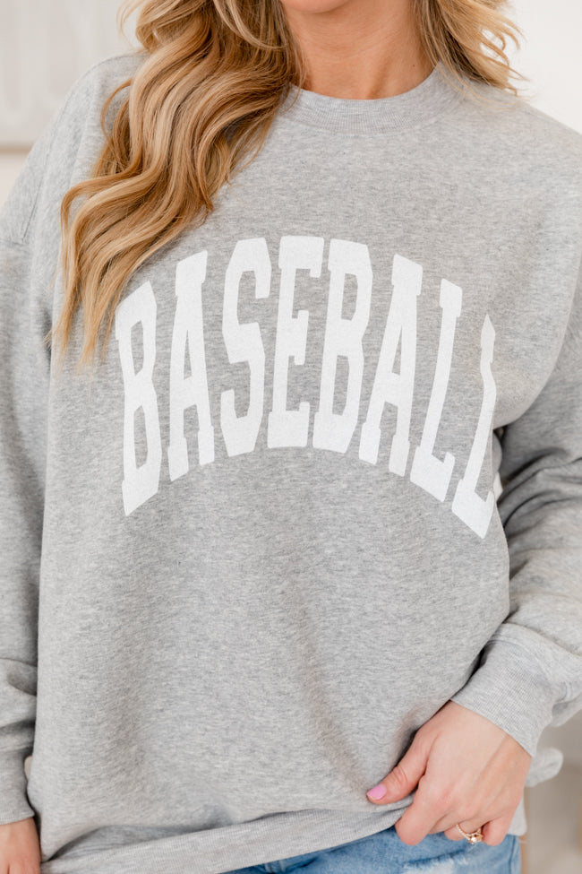 Baseball Block Light Grey Oversized Graphic Sweatshirt
