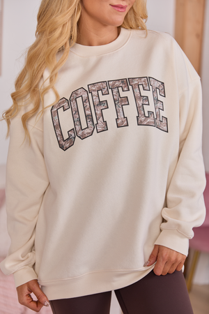 Coffee Camo Cream Graphic Sweatshirt