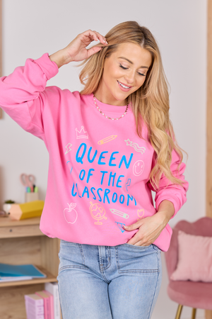 Queen Of The Classroom Pink Graphic Sweatshirt SALE