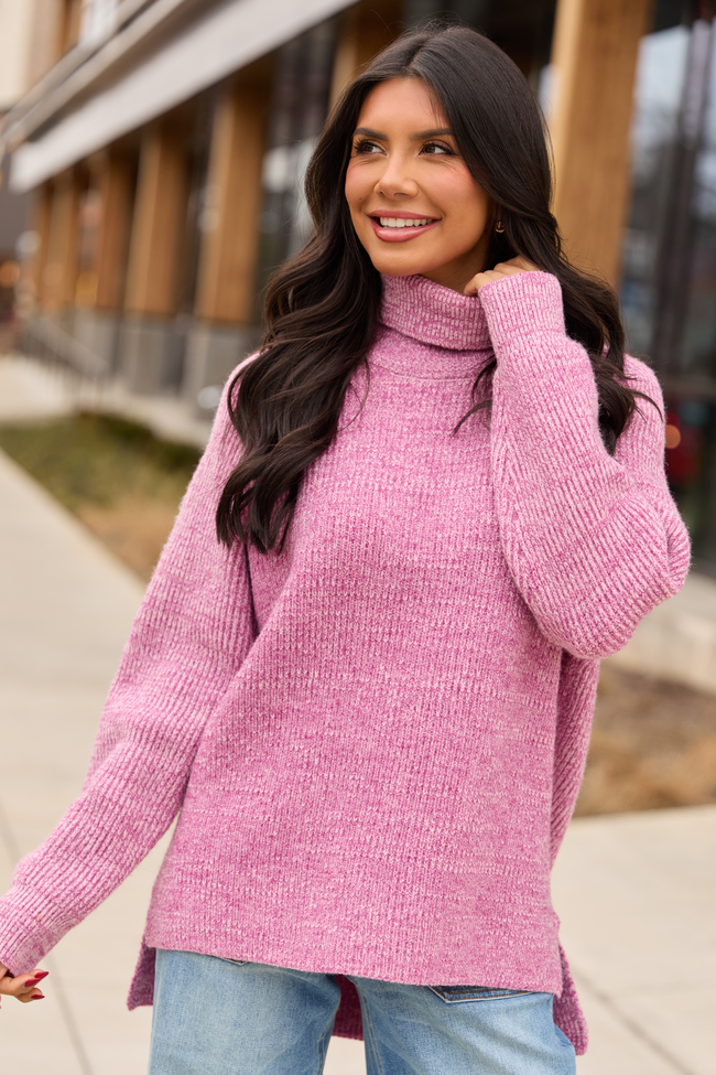 Jameson Heathered Magenta Turtleneck Sweater FINAL SALE